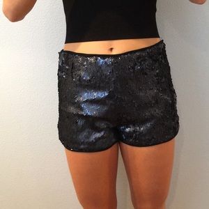 Navy Blue Sequined Shorts by Lily White